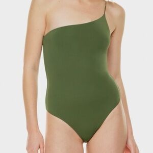 Babaton (Aritizia) Green One Shoulder Contour Bodysuit